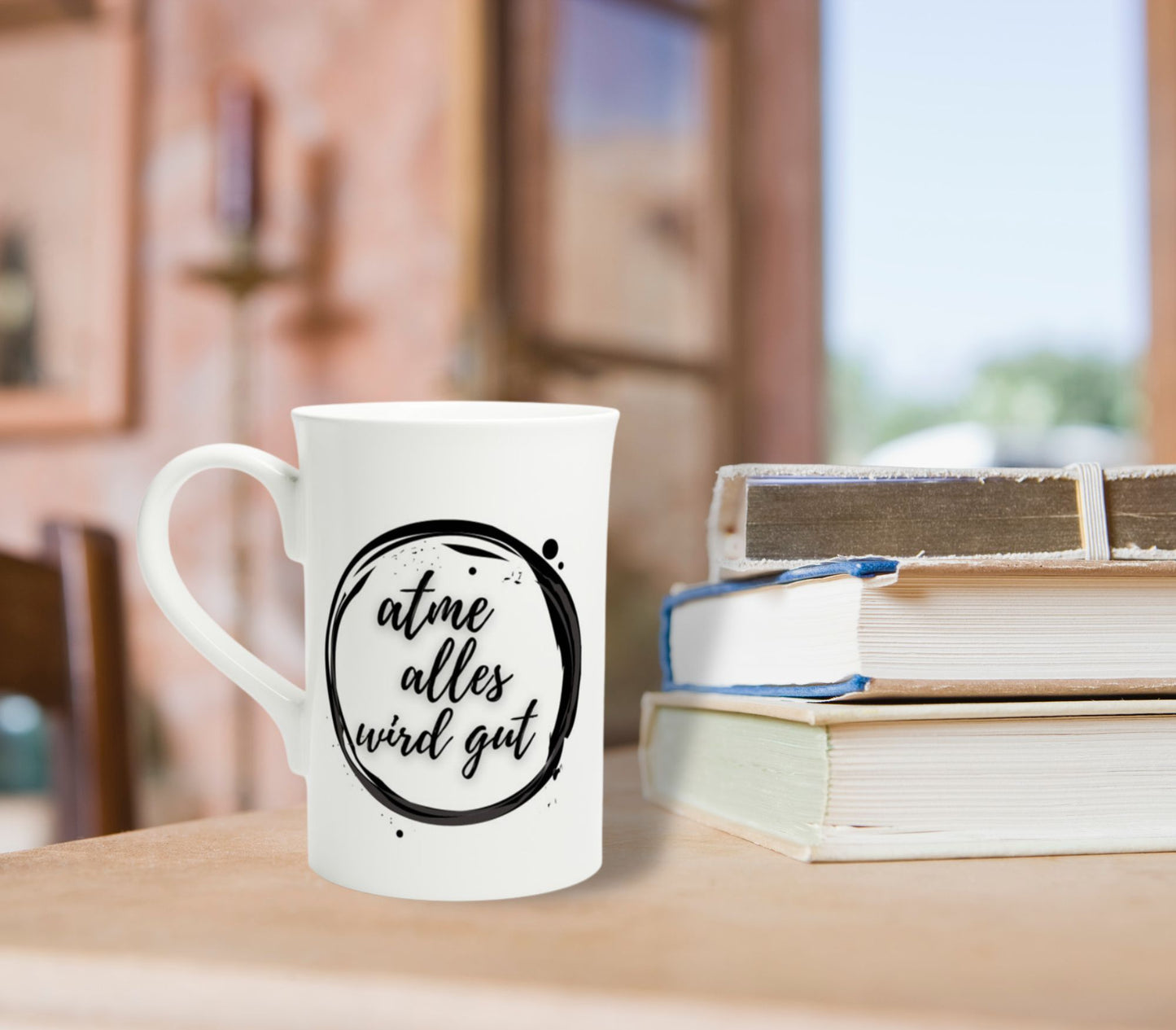 Tasse "atme alles wird gut" - für deine Augenblicke der Entspannung und des positiven Denkens.