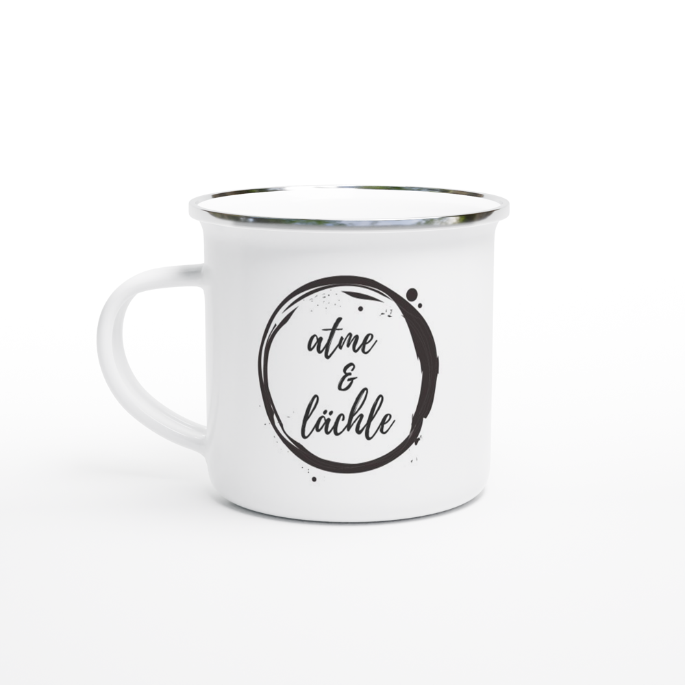 Emaille Tasse "atme & lächle"